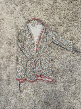 Lake Floral Hooded Robe with Pink Trim